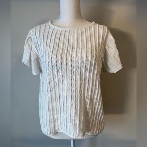 Simons Importation d’Italie Crochet Top M/L | White | Ruffle Flutter Sleeves